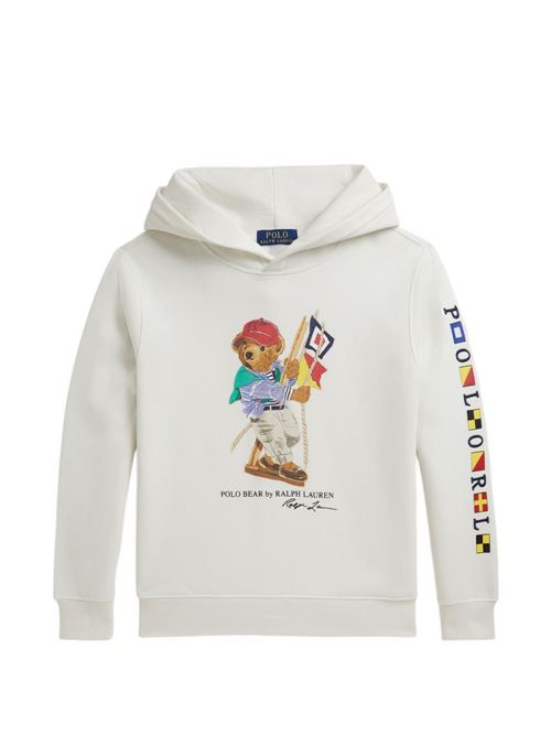 Felpa bambino Polo Ralph Lauren bianca con cappuccio e stampa RALPH LAUREN KIDS | A12426001